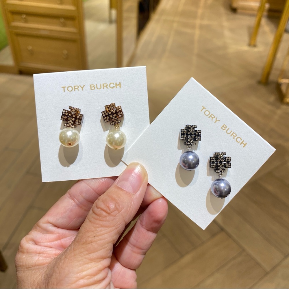 Tory Burch Pave Logo Drop Earring 161106
